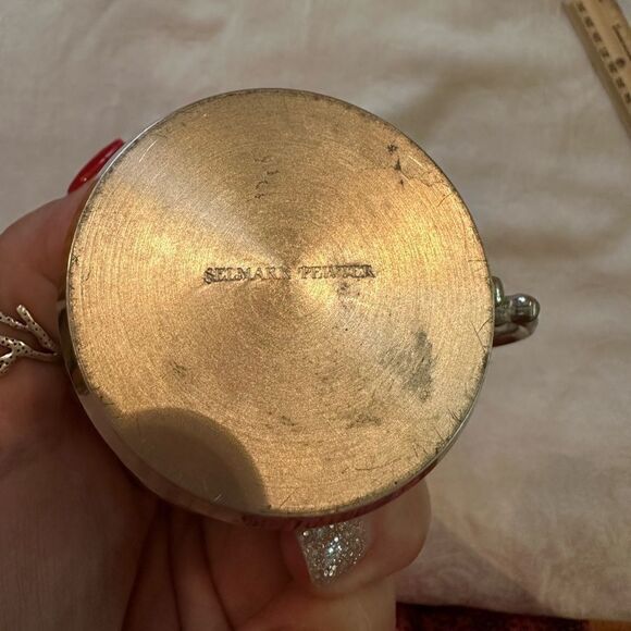 Pewter Small Cups Handles Monogrammed Set of Two - Picture 8 of 8